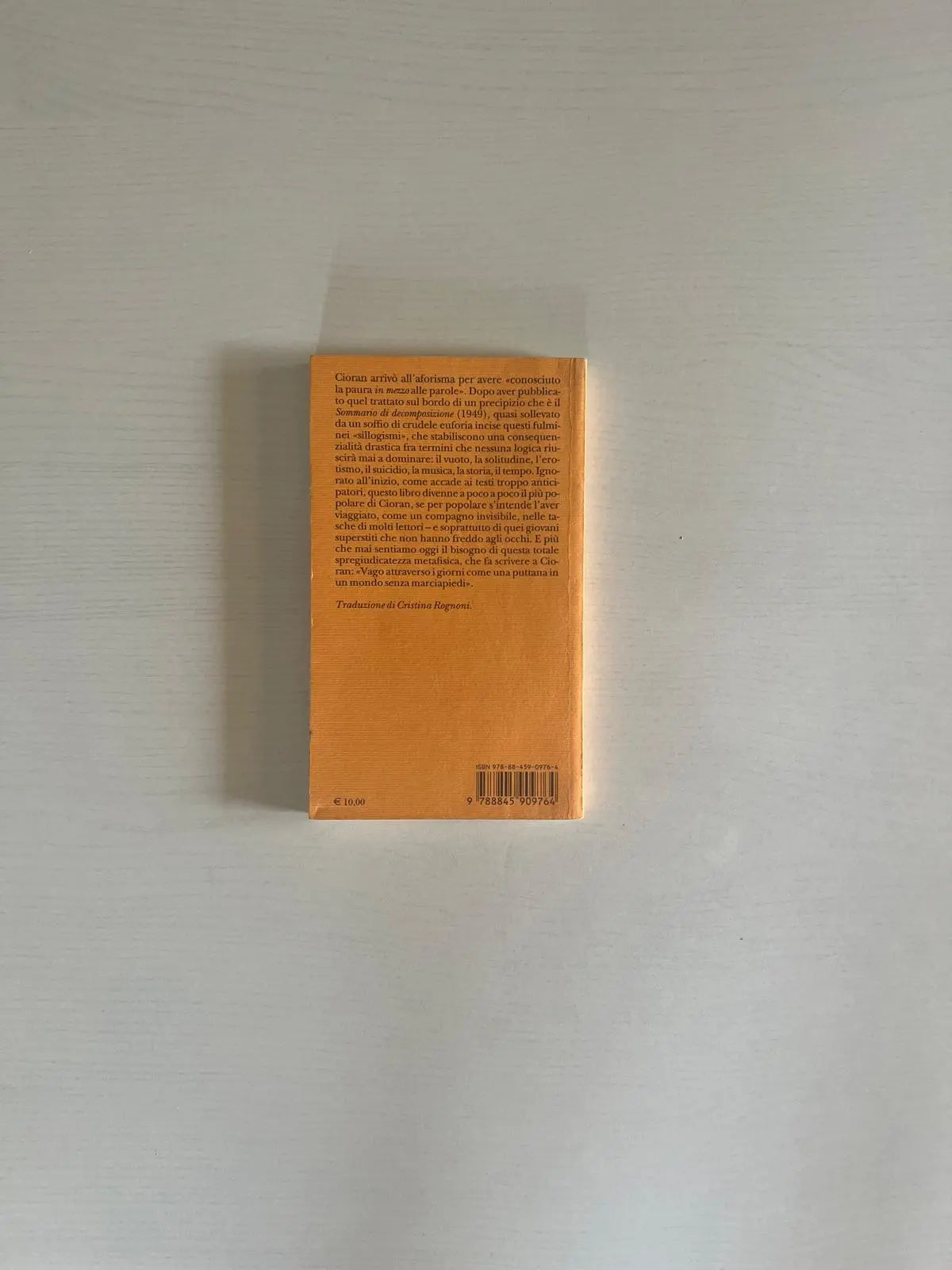 Sillogismi dell'amarezza Emil Cioran retro